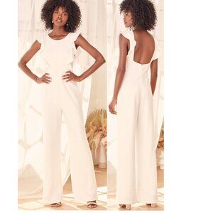 Lulu's White Ruffle Jumpsuit